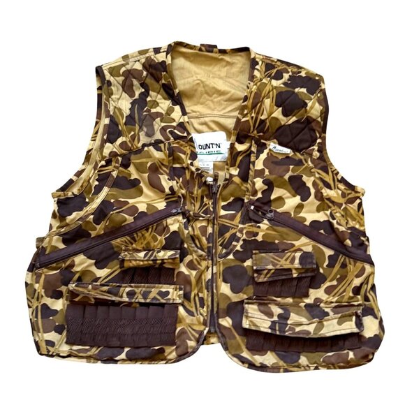 Vintage Mount'n Prairie Camo Hooting Hunting Vest Men's Size Large Brown Tan - Picture 1 of 7